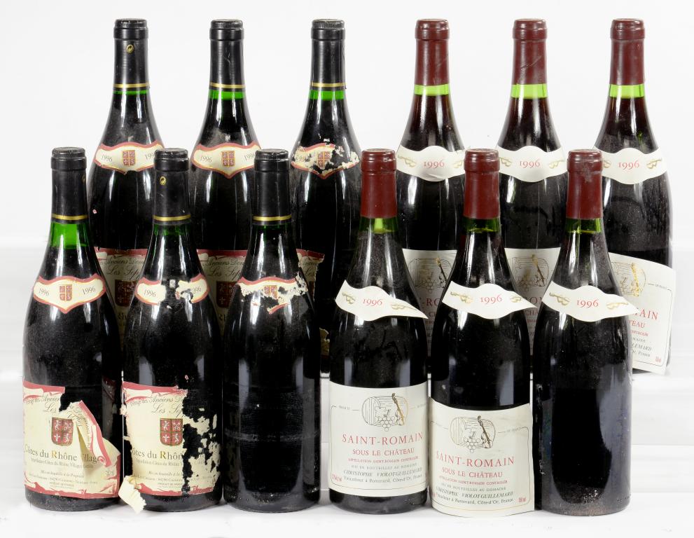 SAINT ROMAIN VINTAGE 1996Sous Le Chateau (6)LES SEPPES 1996Cotes du Rhone (6)12 BOTTLES