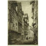 AXEL HERMAN HAIG, RE (1835-1921) A STREET IN LISIEUX NORMANDY etching, signed by the artist in