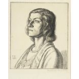 †ALFRED PAUL DALOU DRURY, PRE (1903-1988) HEAD OF A YOUNG WOMAN; PORTRAIT OF AN ACTOR two, etchings,