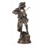 A FRENCH BRONZE SCULPTURE OF LULLY ENFANT CAST FROM A MODEL BY ADRIEN ETIENNE GAUDEZ, C1900 on