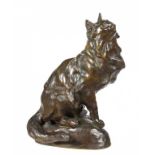 A FRENCH BRONZE SCULPTURE OF A CAT CAST FROM A MODEL BY LOUIS RICHE AND PUBLISHED BY R PATROUILLEAU,