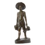 A BRONZE STATUETTE OF A BAREFOOT ITALIAN PEASANT YOUTH CAST FROM A MODEL BY C MIR..., 20TH C rich