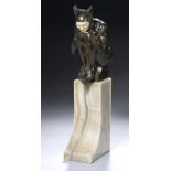 AN ART DECO BRONZE AND IVORY STATUETTE OF THE JESTER AND MOUSE BY JOHANN WOLFGANG ELISCHER, C1930 on