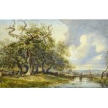 GEORGE ARTHUR FRIPP, RWS (1813-1896) RIVER SCENE WITH WOODCUTTERS signed and dated 1837,