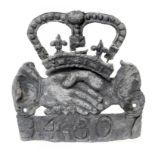 A LEAD FIRE INSURANCE MARK OF THE HAND IN HAND INSURANCE COMPANY, NO 94807, C1800 ++Crown partly