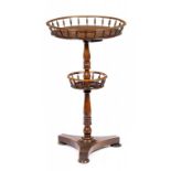 A VICTORIAN ROSEWOOD AND GRAINED ROSEWOOD STAND, 19TH C the galleried top with flared gallery and