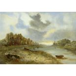 FRENCH SCHOOL, 19TH CENTURY RIVER SCENE indistinctly signed and inscribed verso G M J ...les 63