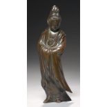 A JAPANESE BRONZE SCULPTURE OF KANNON, EARLY 20TH C rich brown patina, 20cm h++Light handling