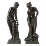 TWO FRENCH BRONZE STATUETTES OF BATHERS CAST FROM A MODEL BY ETIENNE MAURICE FALCONET AND