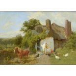 CHARLES COLLINS, RBA (1851-1921) A CORNISH COTTAGE NEAR ST JUST signed, signed again verso, oil on