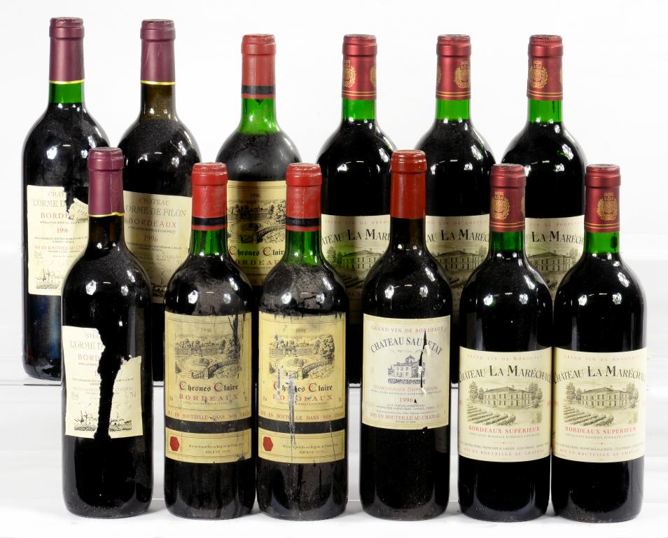 CHESNES CLAIRE 1996Bordeaux (3)Chateau LA MARECHALE 1995Bordeaux Superior (6)Chateau L'ORME DE PILON