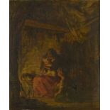 WILLIAM UNDERHILL (FL 1848-1871) THE TIN WHISTLE oil on canvas, 35 x 29.5cm++Paint shrinkage and