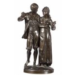 A BRONZE GROUP OF PAUL AND VIRGINIA CAST FROM A MODEL BY ALBERT ERNEST CARRIER-BELLEUSE, LATE 19TH C