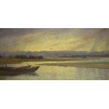 RONALD GRAHAM (EARLY 20TH C) SUNRISE ON THE RIVER JHELUM INDIA signed and dated 1913, signed again