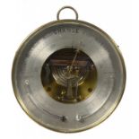 A BRASS ANEROID BAROMETER, LATE 19TH C with alcohol and mercury thermometers for centigrade and