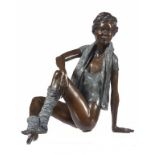 A BENSON LANDES BRONZE SCULPTURE OF ATTITUDE, 2010 rich brown and slate grey patina, 34cm h,