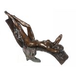A BENSON LANDES BRONZE SCULPTURE OF HOME ALONE, 2004 rich brown and green patina, 27cm h,