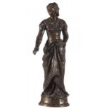 A FRENCH BRONZE STATUETTE OF LA BONTE CAST FROM A MODEL BY ADRIEN ETIENNE GAUDEZ, C1900 on socle