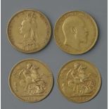 GOLD COINS. SOVEREIGN 1892M AND 1906P