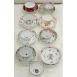 A SMALL COLLECTION OF NEWHALL AND SIMILAR CONTEMPORARY PORCELAIN TEABOWLS AND SAUCERS, VARIOUS