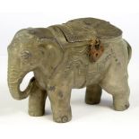 A SILVERED AND CAST METAL JUMBO THE ELEPHANT BANK, WITH CONTEMPORARY PADLOCK, 9CM H, LATE 19TH C