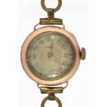 A 9CT GOLD LADY'S WRISTWATCH, DIAL AND MOVEMENT MARKED "CUDOS", IMPORT MARKED LONDON 1928