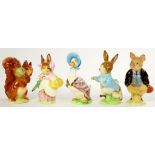 FOUR BESWICK BEATRIX POTTER CHARACTER FIGURES, COMPRISING PIGLING BLAND, JEMIMA PUDDLEDUCK, MRS