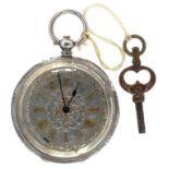 A SWISS SILVER LEVER WATCH WITH THREE QUARTER PLATE MOVEMENT, ENGRAVED DIAL AND CASE, LATE 19TH C