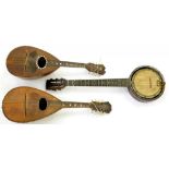 A FIVE STRING ZITHER BANJO AND TWO MANDOLINS