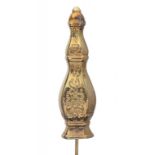 A GOLD-PLATED STICKPIN 12cm, foreign control mark++Made up from another article. The finial possibly