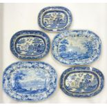 A BLUE PRINTED EARTHENWARE ANTIQUE SCENERY SERIES CATHEDRAL CHURCH OF GLASGOW PATTERN MEAT DISH,