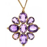 AN AMETHYST PENDANT, IN GOLD, ON GOLD-PLATED NECKLET