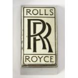 MOTORING MEMORABILIA. A CHROMIUM PLATED AND BLACK ENAMEL ROLLS ROYCE BADGE, 9.5CM H