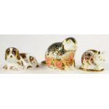 THREE ROYAL CROWN DERBY PAPERWEIGHTS, COMPRISING SCRUFF, RIVERBANK BEAVER AND A PIG, 7CM H AND