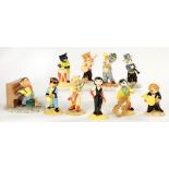 A SET OF BESWICK ANIMAL JAZZ MUSICIANS AND INSTRUMENTS, VARIOUS SIZES, PRINTED MARKS (12)