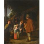 FOLLOWER OF JAN STEEN, AN ITINERANT MUSICIAN, oil on canvas, 47 x 38cm++In good restored