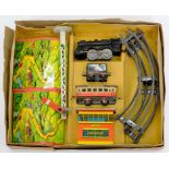 A METTOY LITHOGRAPHED TINPLATE CLOCKWORK COMBINATION TRAIN SET, BOXED