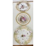 AN ASBACH ROCOCO MOULDED PLATE, PAINTED WITH FLOWERS AND FESTOONS ON A LIGHT BLUE GROUND AND GILT,