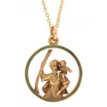 A 9CT GOLD ST CHRISTOPHER PENDANT AND A GOLD NECKLET, 9.4G