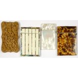 FOUR VICTORIAN CARD CASES, COMPRISING BLOND TORTOISESHELL, MOTHER OF PEARL, MOTHER OF PEARL AND