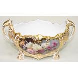 A SPODE BICENTENNIAL COMMEMORATIVE TWO HANDLED BOWL, DECORATED WITH FLOWERS ON A RICHLY GILT GROUND,