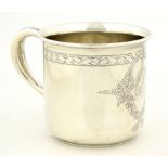 A NORTH AMERICAN SILVER CHRISTENING MUG, ENGRAVED JEAN ELIZABETH 1934, 7CM H, BY THE WEBSTER CO,