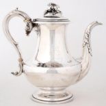 A WILLIAM IV SILVER COFFEE POT, 24CM H, SHEFFIELD 1835, 23OZS