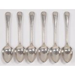 A SET OF SIX VICTORIAN SILVER TEA SPOONS, BEADED OLD ENGLISH PATTERN, LONDON 1875, 5OZS 12DWTS