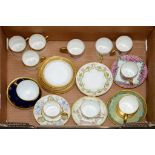 A COLLECTION OF DECORATIVE ENGLISH AND CONTINENTAL PORCELAIN COFFEE CUPS AND SAUCERS