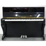 A ZIMMERMANN BLACK UPRIGHT PIANO, NUMBER 411407, 143CM W