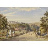 ENGLISH SCHOOL, MID 19TH CENTURY, AN INDIAN VILLAGE, inscribed verso Coonoor Bridge, watercolour,