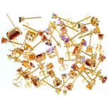 VARIOUS GEMS SET EAR STUDS IN 9CT GOLD, 14.7G