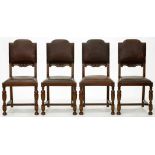 A SET OF FOUR OAK DINING CHAIRS