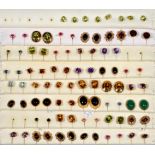 FORTY FOUR PAIRS OF 9CT GOLD CABOCHON AND GEM SET EAR STUDS